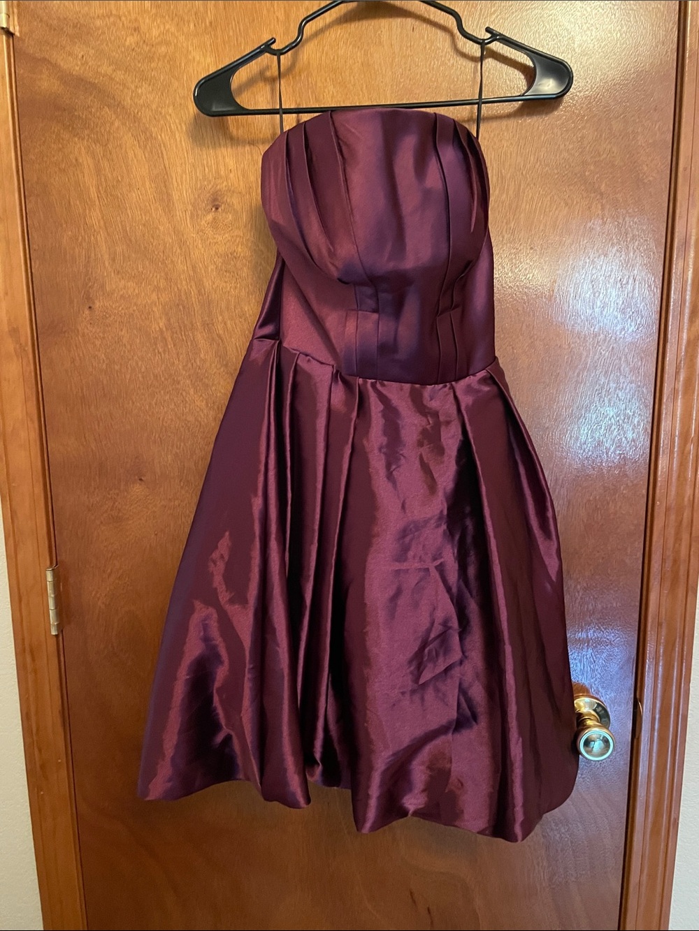 Strapless Burgundy Party Dress